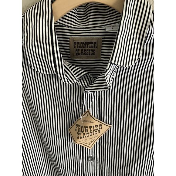 Black White Stripe Shiloh shirt Mens western cowboy costume Frontier Classics L - Picture 2 of 5